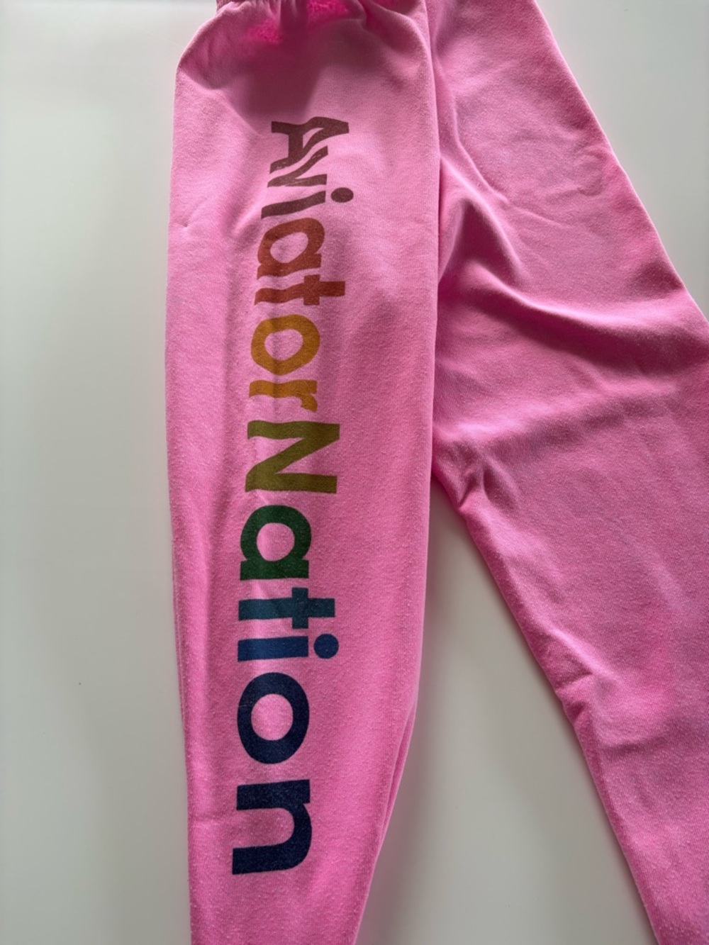 Aviator Nation Hot Pink Logo Sweatpants with Rainbow Motif - Picture 3 of 5